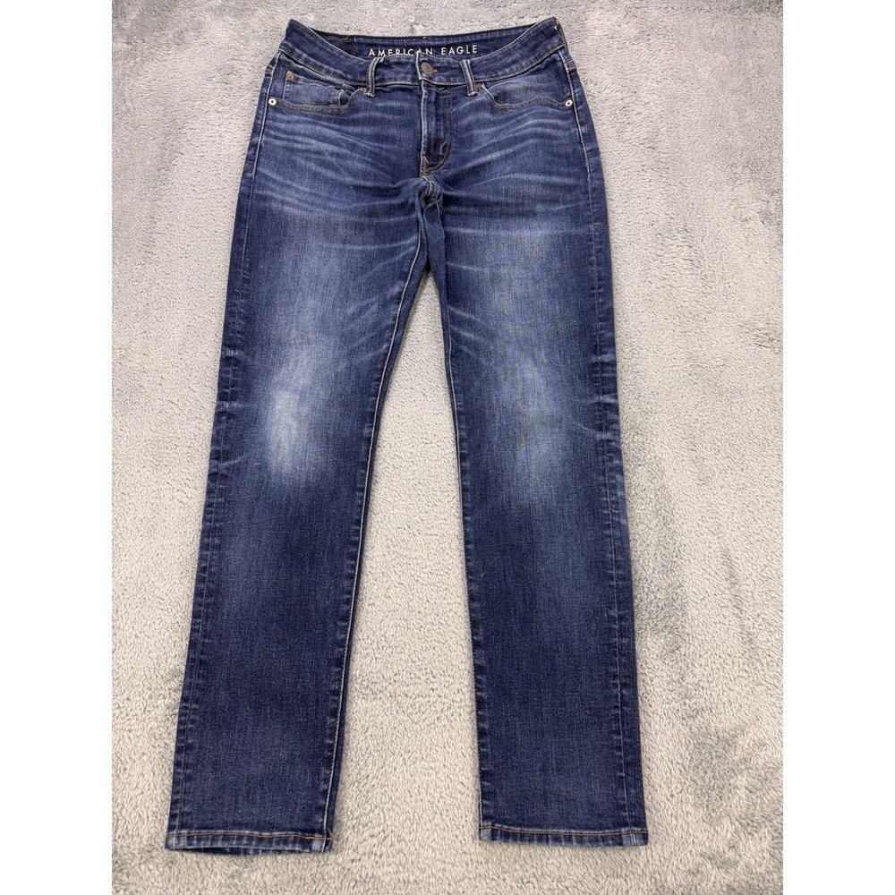 American Eagle Airflex+ Jeans Men 31x30 Athletic Skinny Fade Whiskered Denim‎